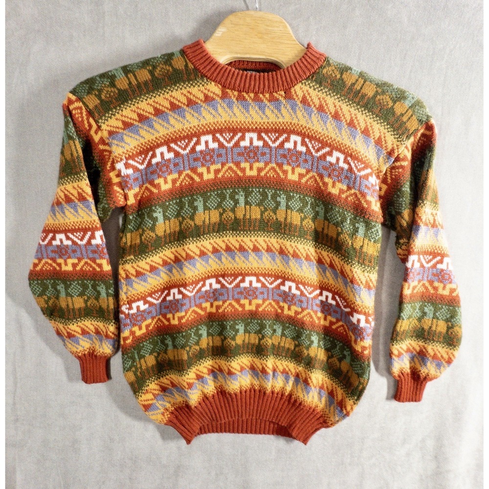Vtg Chasqui Alpaca Wool Womens Medium Upcycled Repaired Western Aztec Pattern